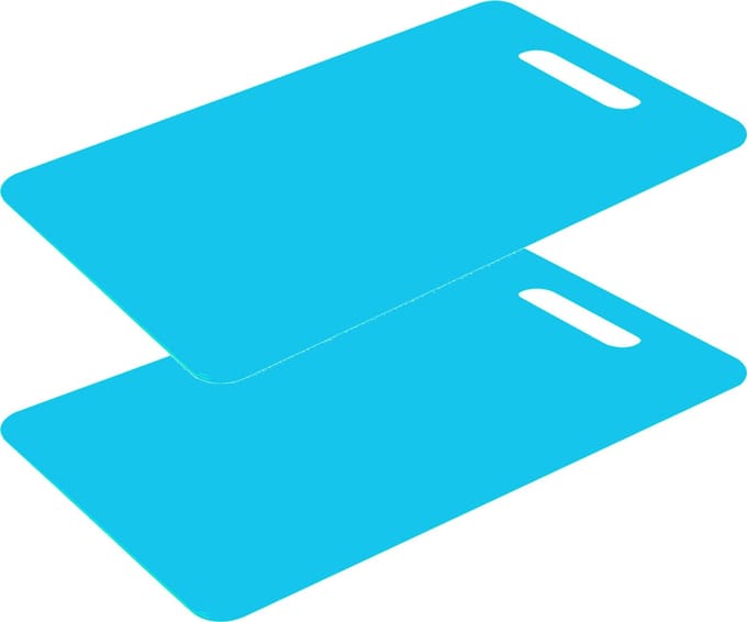 Excellent Houseware snijplank - 2x - blauw - kunststof - 34 x 24 cm