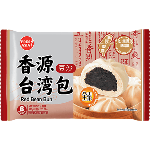 FRESHASIA Diepvries Taiwanse Stoombroodjes met Adzukibonenpasta - Heerlijk Zachte Gestoomde Broodjes 390 g