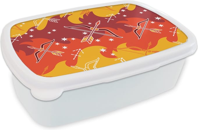 Broodtrommel Wit - Lunchbox - Brooddoos - Boogschutter - Zodiac - Design - 18x12x6 cm - Volwassenen