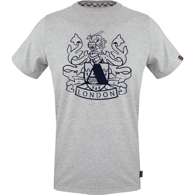 Aquascutum groot schild Aldis logo grijs T-shirt