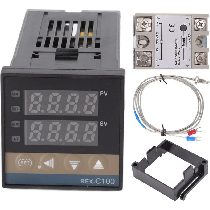 Digitale PID Thermostaat Temperatuurregelaar Lang 100V?240V en 3,3ft M6 Imperiaal K-type black