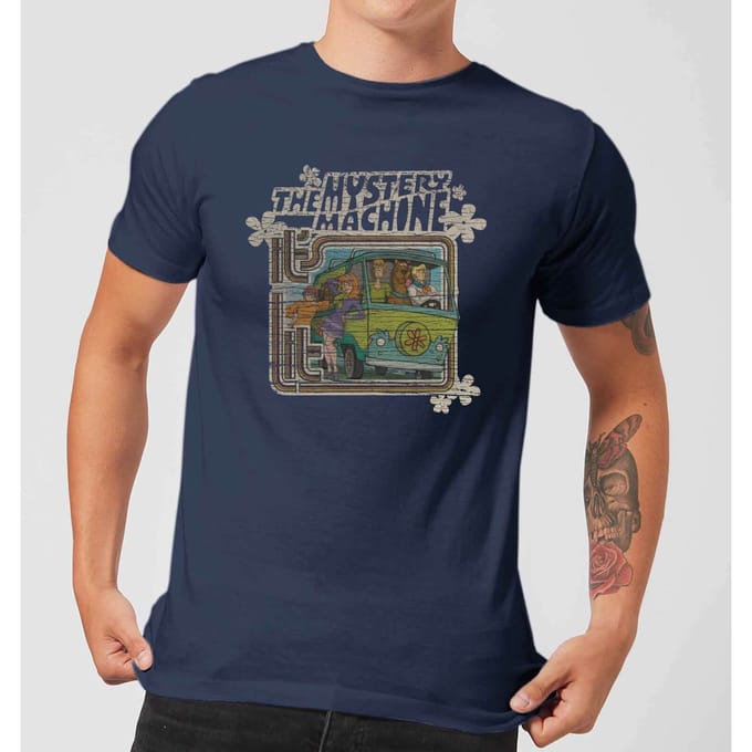 Scooby Doo Mystery Machine Psychedelic Men's T-Shirt - Navy - M
