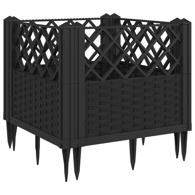 vidaXL - Plantenbak - met - pinnen - 43,5x43,5x43,5 - cm - polypropeen - zwart