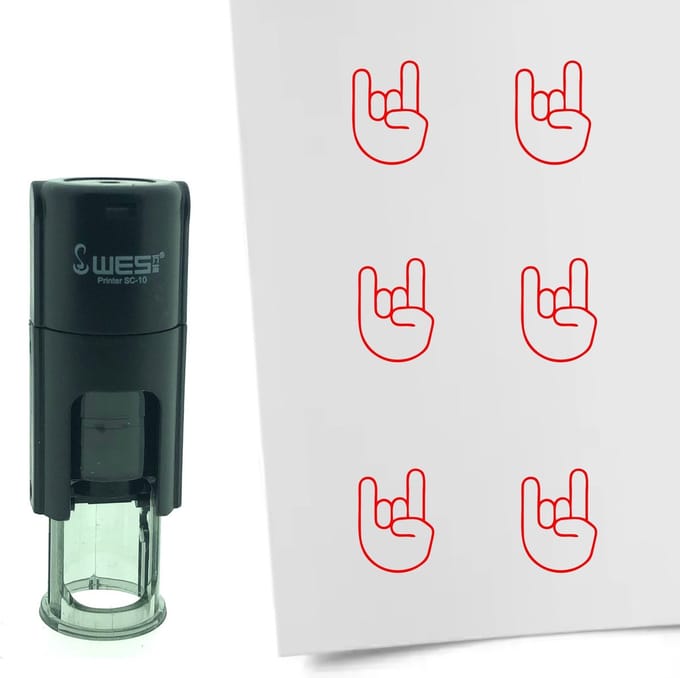 CombiCraft Stempel Metal horn / Rock 10mm rond - Rode inkt