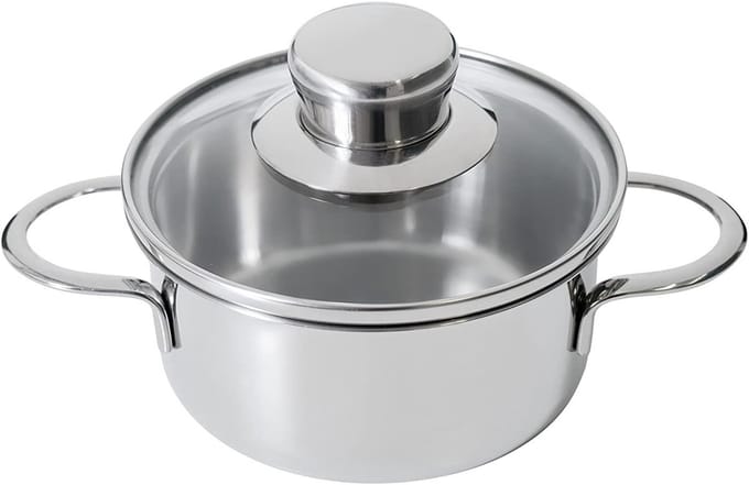 Hoge Braadpan met Deksel 12 cm - Gietijzeren Pan voor Saucen, Vlees & Vis