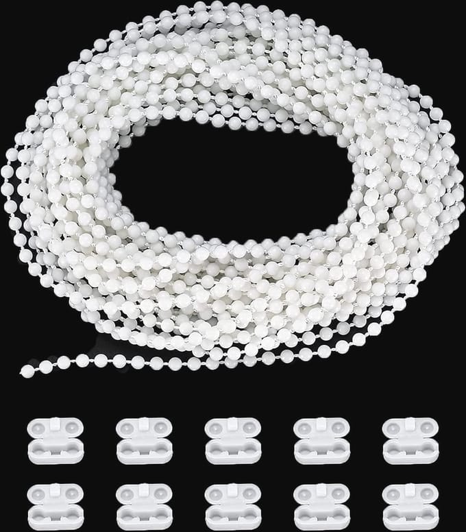Vervangingsketting Rolgordijn 3 Meter Wit - Eindeloze Ketting Met Verbinders
