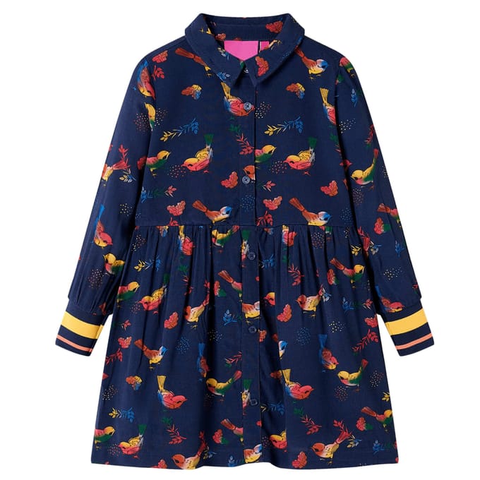 vidaXL - Kinderjurk - met - lange - mouwen - 116 - marineblauw