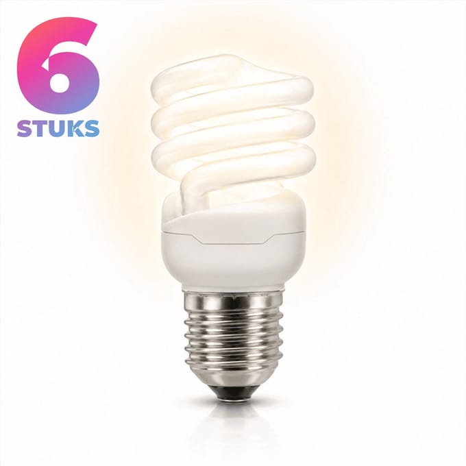 6x Spiraal Spaarlamp E27 - 24W - Warm Wit Licht (2700K) - 1615 lm - 8 jaar - Niet Dimbaar