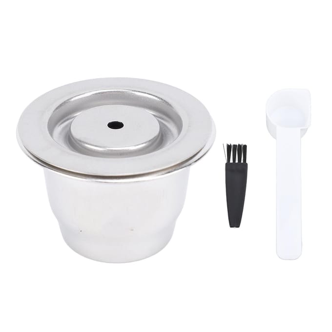 Herbruikbare Koffiecapsules Pod RVS Herbruikbare Navulbare Koffiefilter met Borstel Lepel L(for 6.5-9kg) white