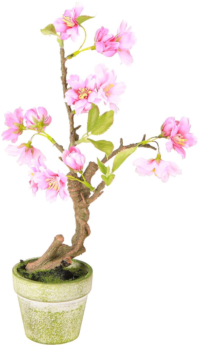 Kunst amandelboom in pot met roze bloemen H28cm