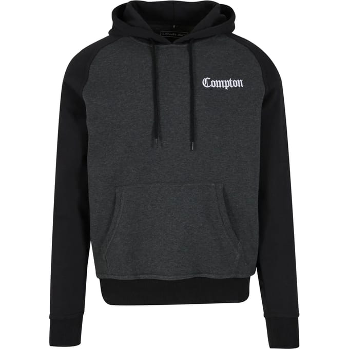 Mister Tee - Compton Wording EMB Raglan Hoodie/trui - M - Grijs/Zwart