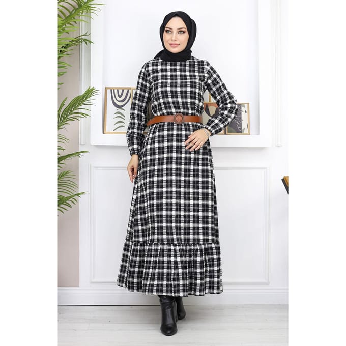 Met ruches Hijab Jurk Zwart