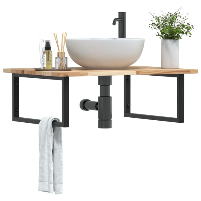 vidaXL - Badkamer - wandschap - staal - en - massief - acaciahout