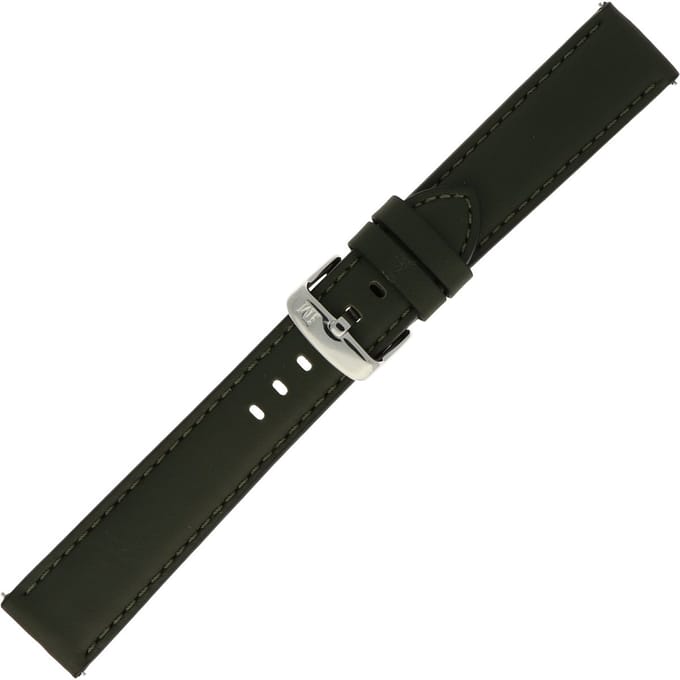 Zwart lederen waterdichte horlogeband - 22 mm