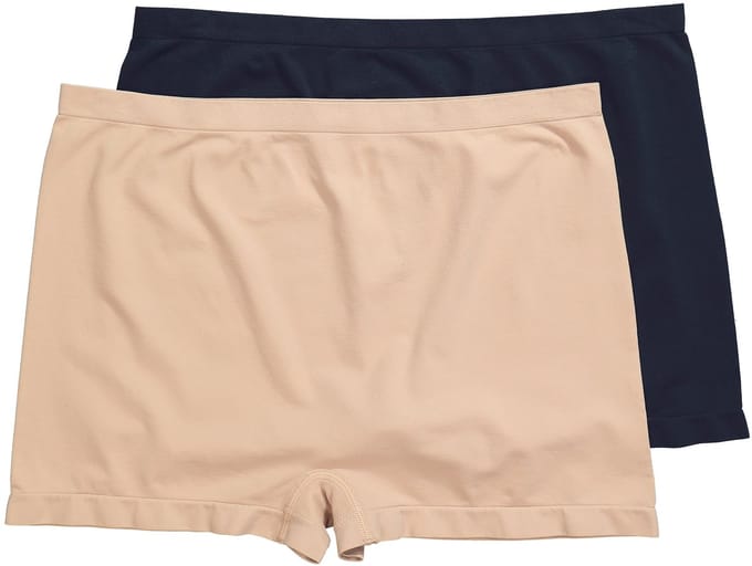 Ulla Popken - Dames - Slips set van 2 naadloos beeninzetstuk - Poeder - Maat 42+