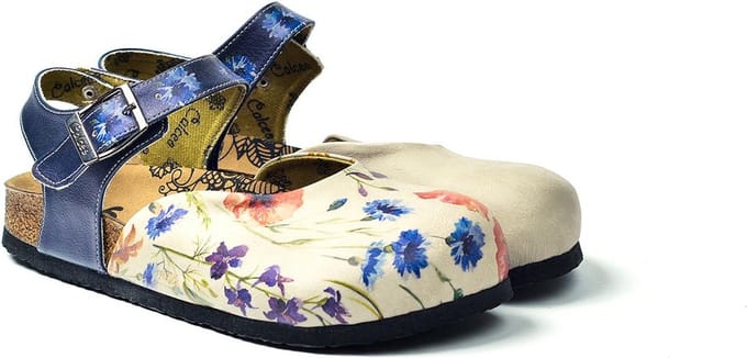 GOBY Clogs met Bloemenprint – Handgemaakt – Hoge Kwaliteit – Maat 36