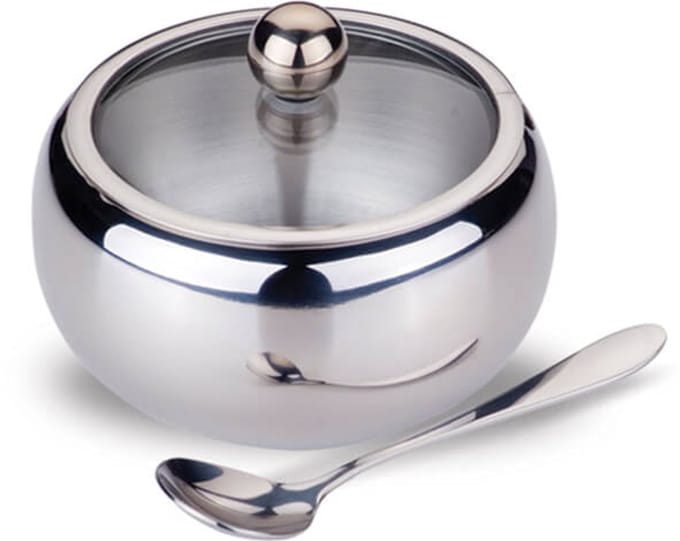 Maestro MR-1696L - Suikerpot - 560 ml - RVS en glas - Inclusief lepel