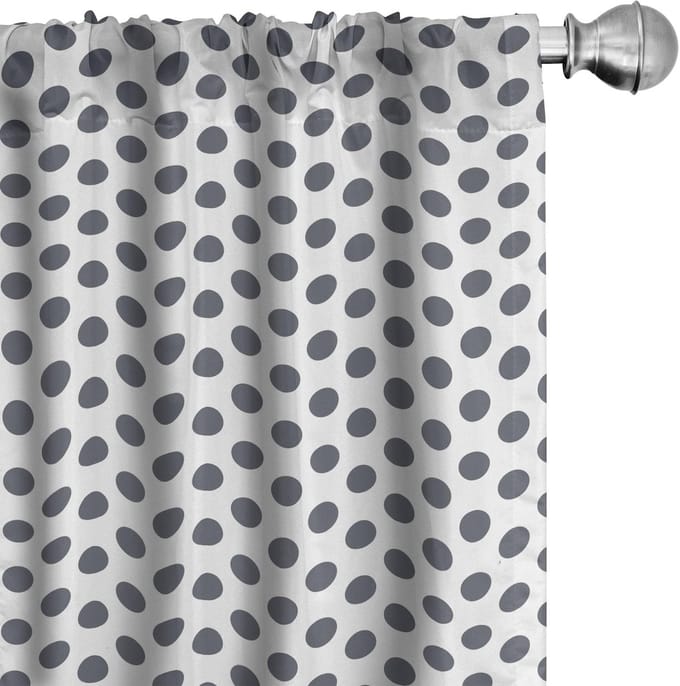 ABAKUHAUS Retro gordijnen – microvezel – halfschaduw 2x75x245 cm – Antraciet/Wit
