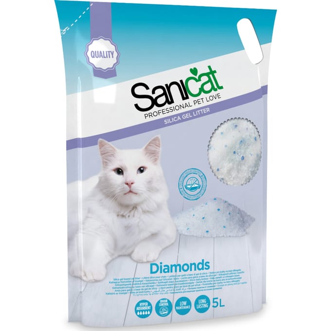 3x 5L Diamonds Sanicat Kattenbakvulling Silicagel