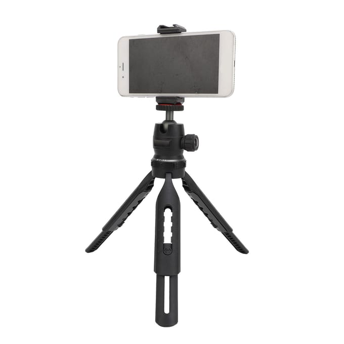 Mini Telefoon Statief Aluminiumlegering ABS Multi Modus Schakelen 360 graden Balhoofd met Cold Shoe 14 Poort black