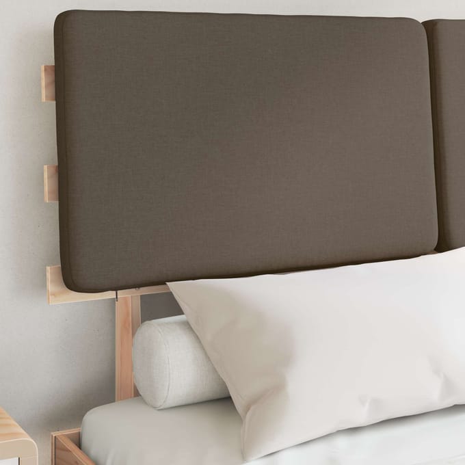 vidaXL - Bedframe - met - Gevoerde - Hoofdbord - Taupe - 140 - x - 190 - cm