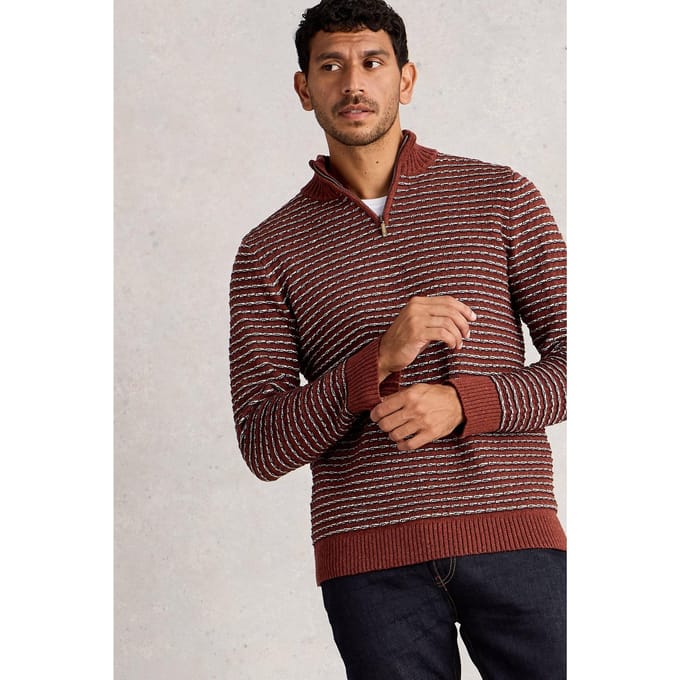 White Stuff Textured Stripe Funnel Red Multi Größe: L | Pullover Outlet | Herren | Rot