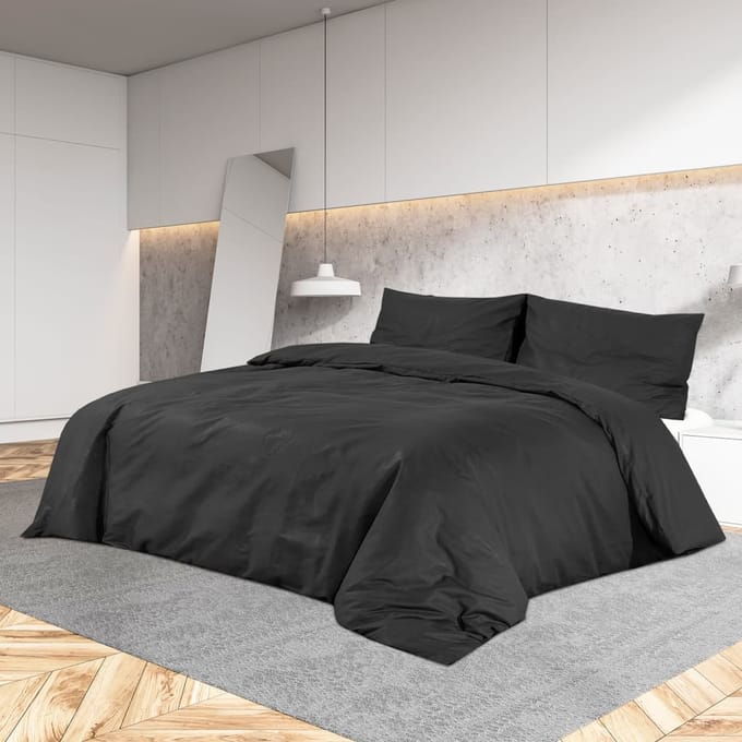 vidaXL - Dekbedovertrekset - lichtgewicht - 200x200 - cm - microvezel - zwart
