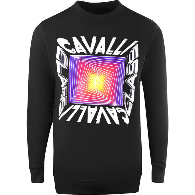 Cavalli Class asymmetrisch boxontwerp zwart sweatshirt