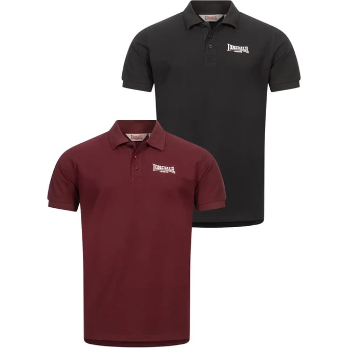 Lonsdale Lingholme herenpoloshirt, normale pasvorm, set van twee
