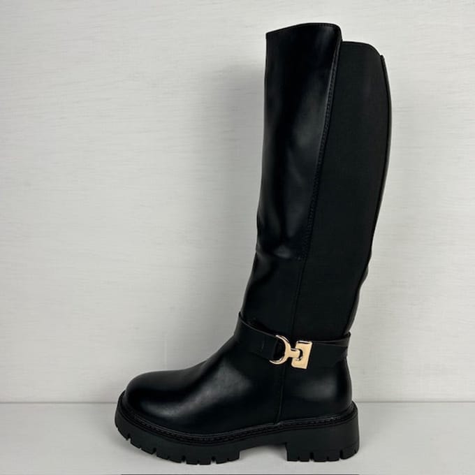 Stoere hoge laarzen met elastiek zwart Zwart / 36