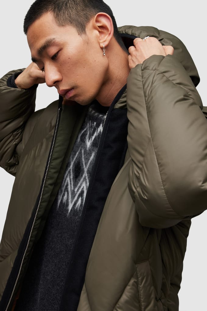 AllSaints Pegasis Puffer Coat Khaki/marsh Olive Taglia: XL | Giacche invernali Outlet | Uomo | Verde