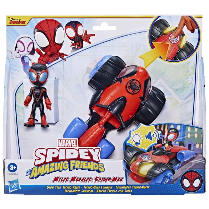 Hasbro Spidey Miles Morales Glow Tech Techno Racer + Licht En Geluid