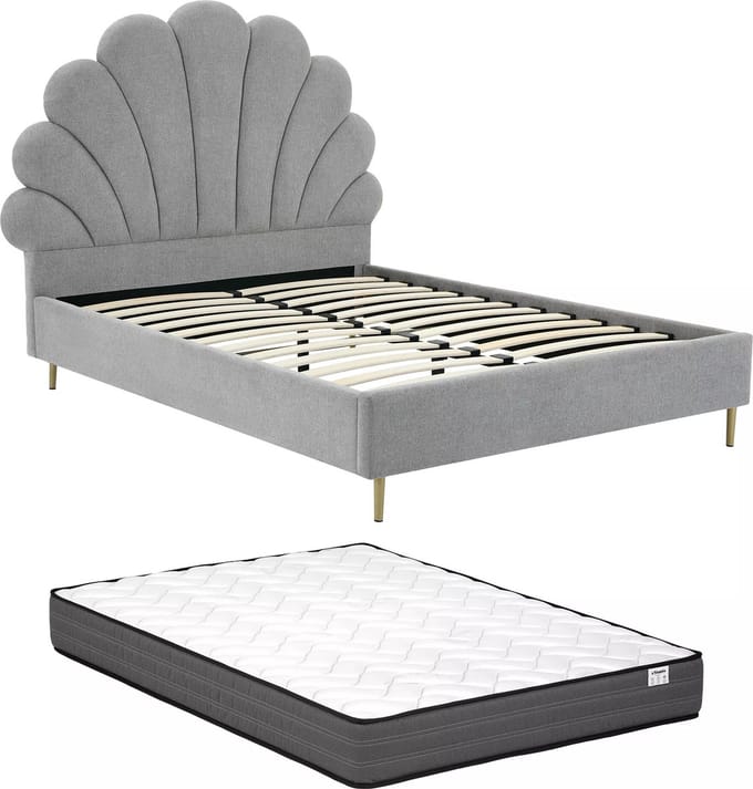 Vente-unique Bedframe stof lichtgrijs 140 x 190 cm