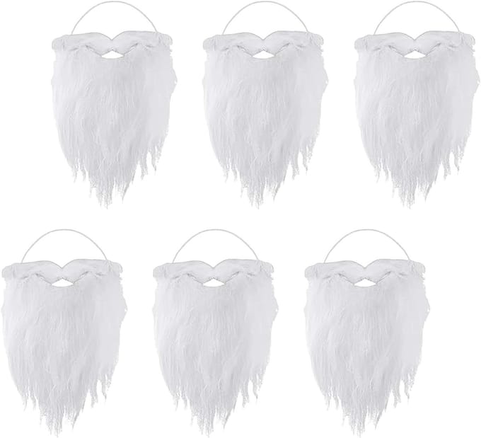 6-delige Witte Sinterklaasbaard voor Kinderen, Kunstmatige Baard voor Carnaval en Feestjes