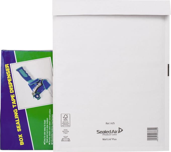 Mail Lite luchtkussenenveloppen, wit, H/5, 270 x 360 mm, doos van 50 stuks