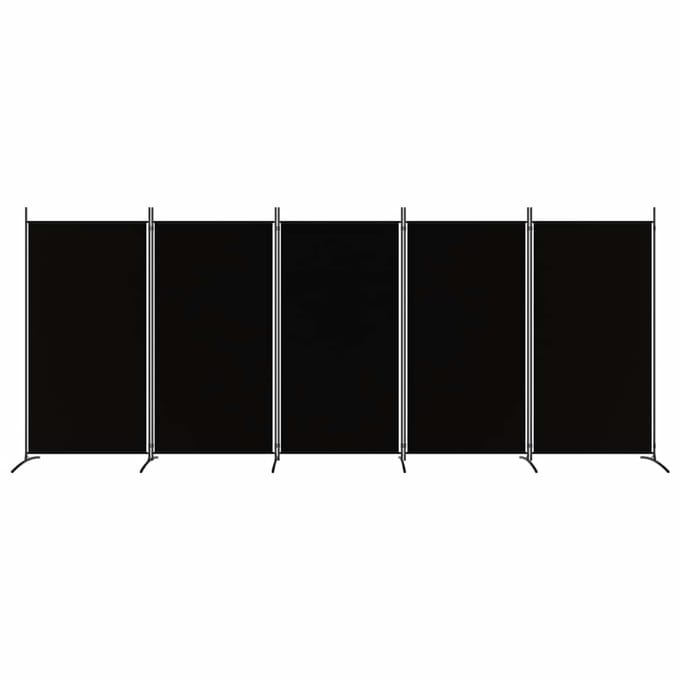 vidaXL - Kamerscherm - met - 5 - panelen - 433x180 - cm - stof - zwart