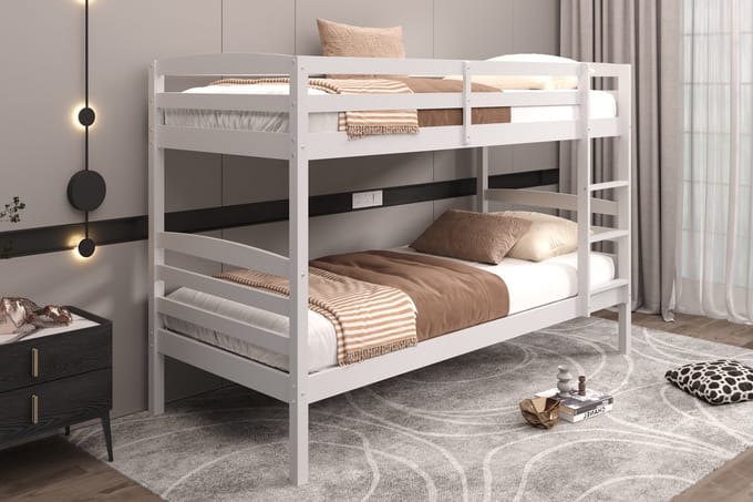 Interiax Tommy Stapelbed - Massief Grenen Wit - 90x200 cm - Splitsbaar