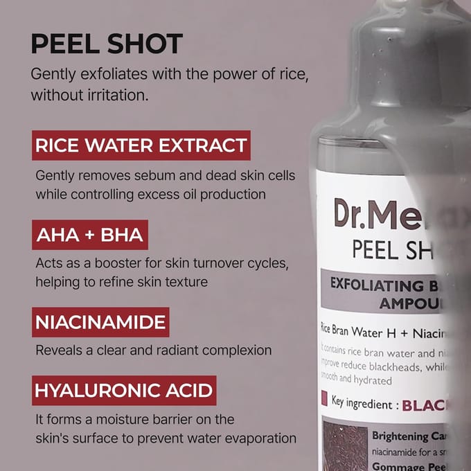 Dr.Melaxin - Peel Shot Exfoliating Black Rice Ampoule 2025 Version - 80ml