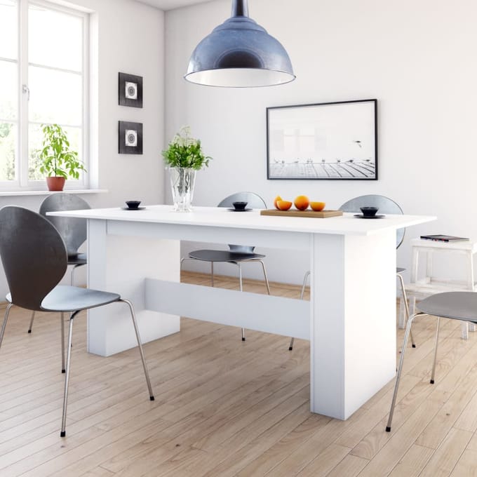 vidaXL - Eettafel - 180x90x76 - cm - bewerkt - hout - wit