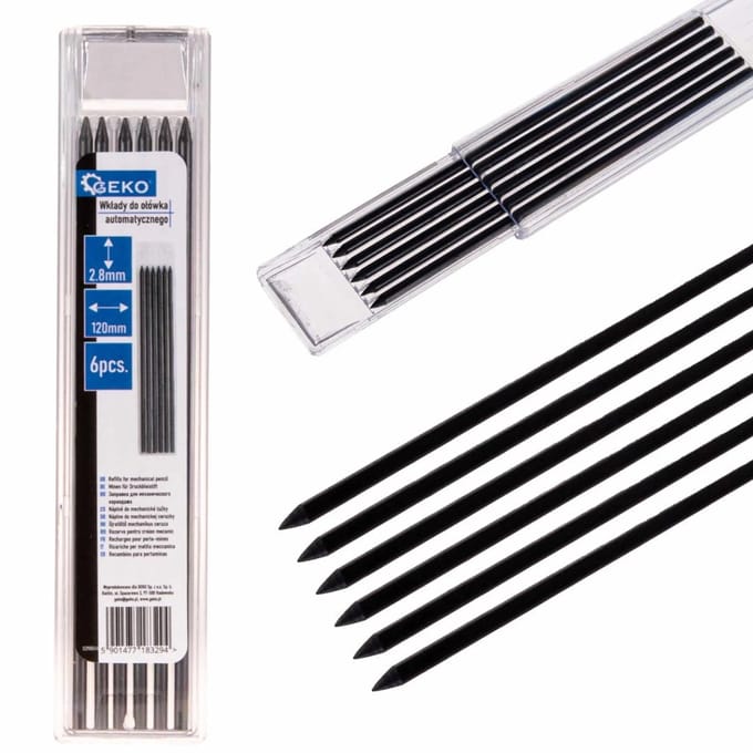 GEKO Navullingen mechanisch potlood - 2.8 mm HB - 6 stuks