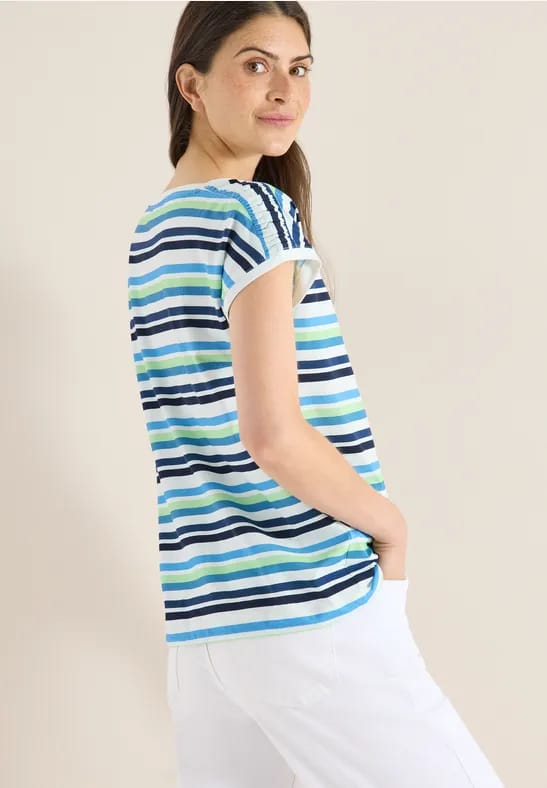 Shirt met ronde hals en rimpels
