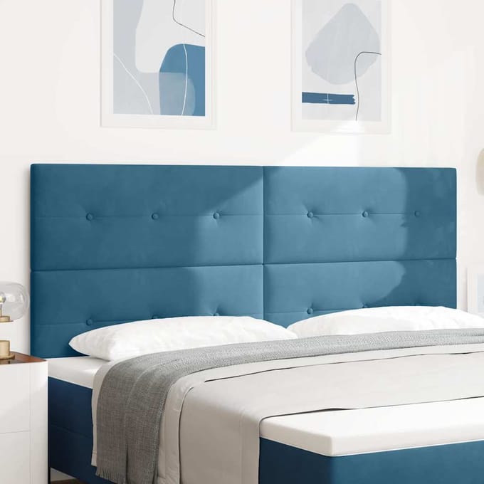 vidaXL - Hoofdbord - Donkerblauw - 200 - cm - Fluweel