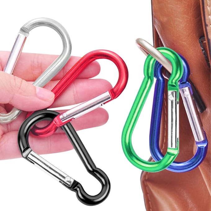 *** 8x Gekleurde Karabijnhaken - Mini - 8 stuks - 4,5 cm - van Heble® ***