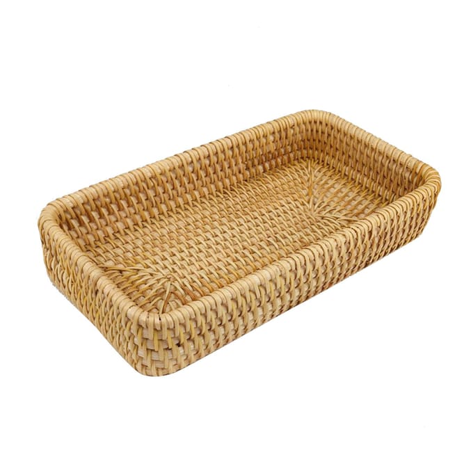Rieten Dienblad Tafelblad Organisatie Handgeweven Snack Opbergmand Multifunctioneel Serveerblad L brown