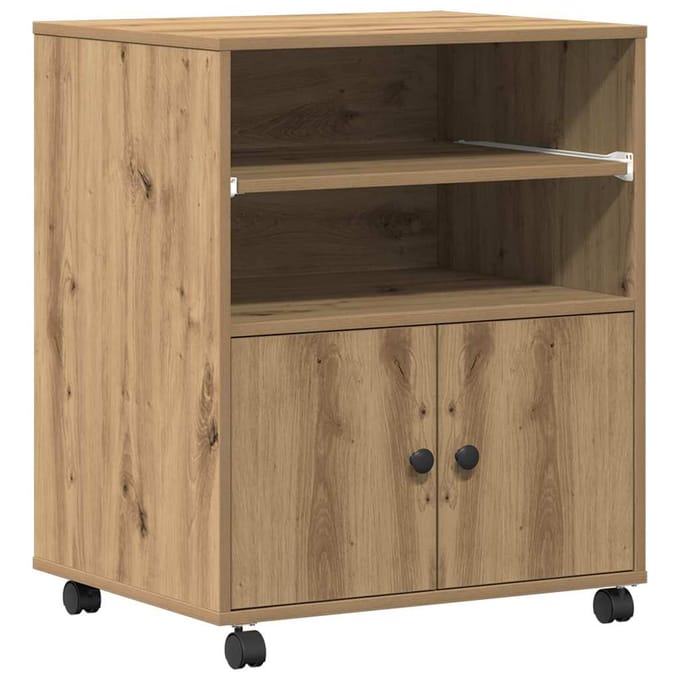 vidaXL - Printerstand - Artisanaal - eiken - 60 - x - 48 - x - 74 - cm - Bewerkt - hout