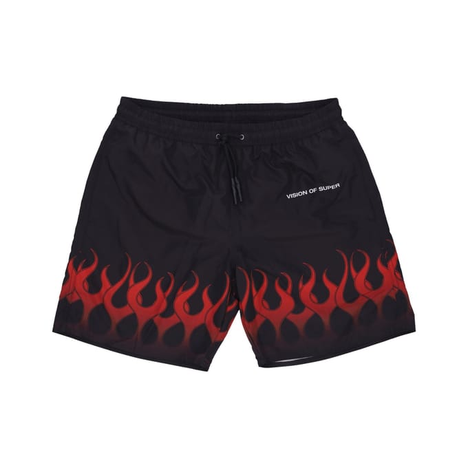 Flames Zwembroek Heren Zwemshort Zwart/rood