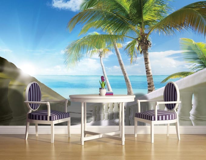 Beach Tropical Sea Palms Photo Wallcovering