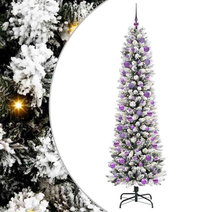 vidaXL - Kunstkerstboom - Wit - 240 - cm - PVC - en - Metaal - en - Plastic