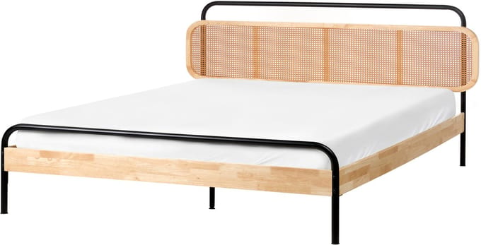 BOUSSICOURT - Tweepersoonsbed - Lichtbruin - 180 x 200 cm - Rubberhout