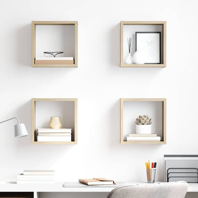 vidaXL - Wandschappen - kubus - 4 - st - 26x15x26 - cm - sonoma - eikenkleurig